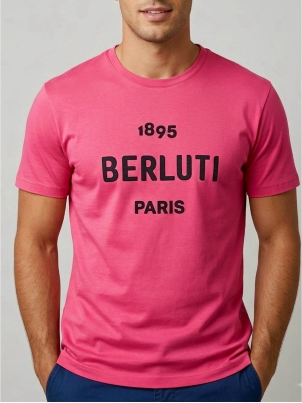 Berluti 1895 Magenta Crew Neck Short Sleeve T Shirt Size S